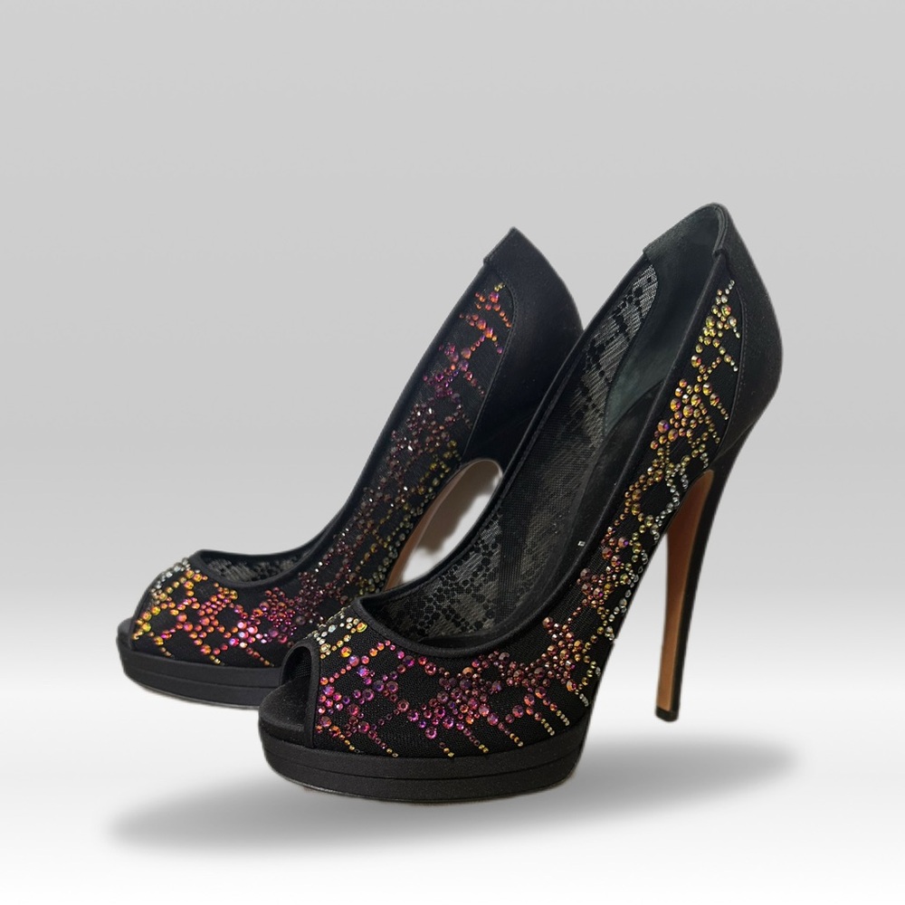 Casadei Black Heels with Multicolor Accents